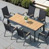 OUTFLEXX Premium Ausziehtisch, anthrazit matt, Alu/Teak, 200/320 x 100 cm, automatischer Ausziehmechanismus, witterungsbeständig