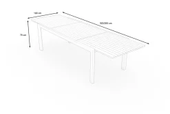 OUTFLEXX Premium Ausziehtisch, anthrazit matt, Alu/Teak, 200/320 x 100 cm, automatischer Ausziehmechanismus, witterungsbeständig