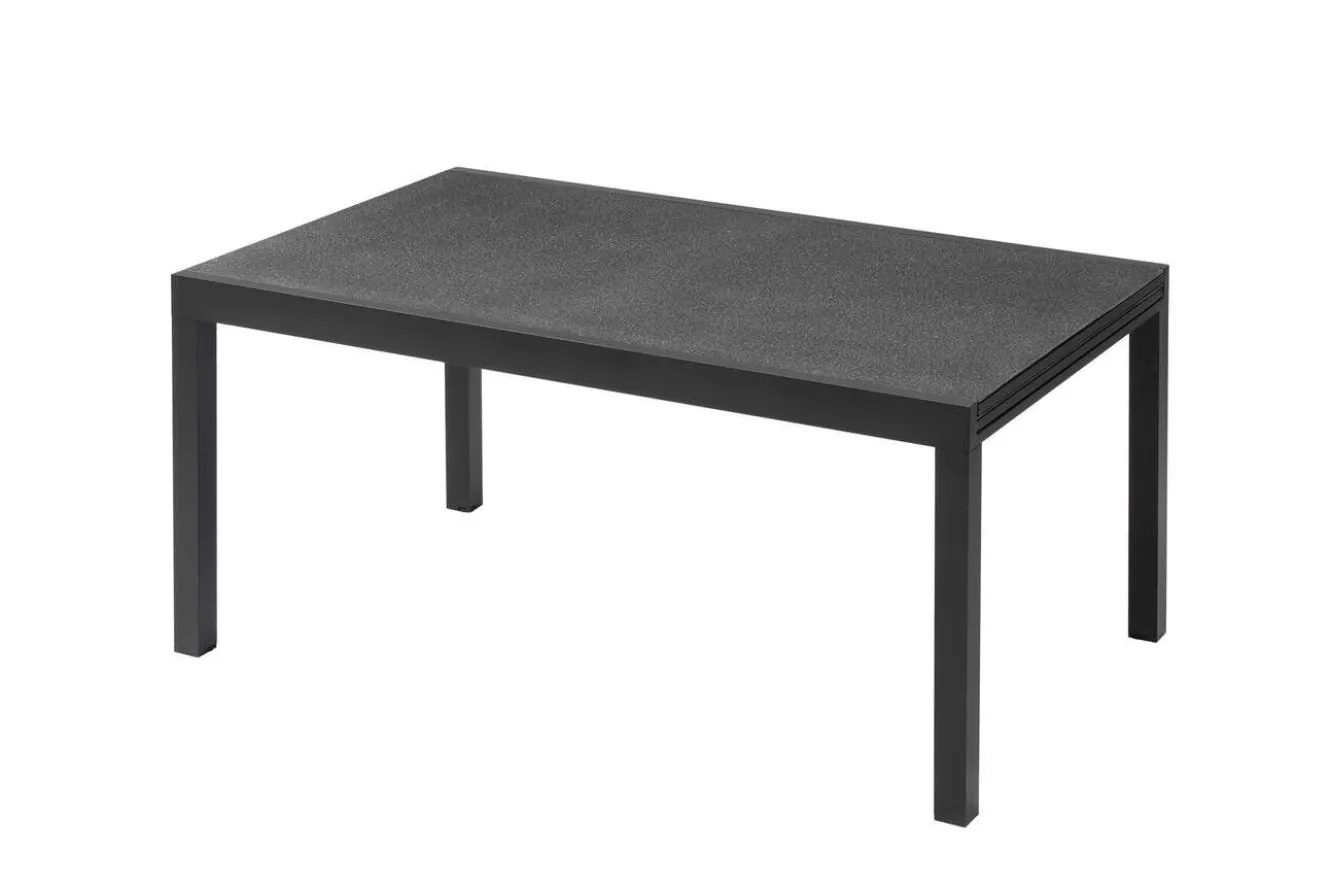 OUTFLEXX Premium Ausziehtisch, anthrazit matt, Alu/Spraystone, Tischplatte 160/260 x 100 cm, pulverbeschichtet, höhenverstellbare Füße