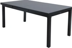 OUTFLEXX Premium Garten-Essgruppe, OUTFLEXX® anthrazit matt, Alu / Glas / Teak, Tisch 180/240x100cm, 8 Klappstühle