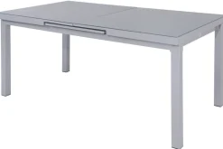 OUTFLEXX Premium Garten-Essgruppe, silber/grau, Alu/Textilene, Ausziehtisch 180/240 x 100 cm, 6 Stapel-, 2 Klappstühle