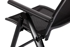 OUTFLEXX Premium Garten-Essgruppe, OUTFLEXX® anthrazit matt, Alu/Textilene, Tisch 180/240x100cm, 4 Stapel-, 2 Klappstühle