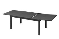 OUTFLEXX Premium Garten-Essgruppe, anthrazit/grau, Alu / Spraystone / Textilene, Tisch 160/260 x 100 cm, 6 Klappstühle
