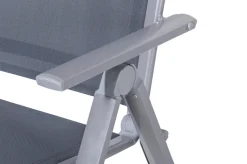 OUTFLEXX Premium Garten-Essgruppe, silber/grau, Alu/Textilene, Ausziehtisch 180/240 x 100 cm, 4 Stapel-, 2 Klappstühle