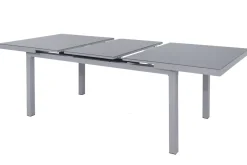 OUTFLEXX Premium Garten-Essgruppe, silber/grau, Alu/Textilene, Ausziehtisch 180/240 x 100 cm, 4 Stapel-, 2 Klappstühle