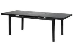 OUTFLEXX Premium Garten-Essgruppe, 6 Personen, ausziehbar, 180-240cm, Alu/Glas/Teak, Stapelsessel