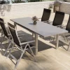 OUTFLEXX Premium Garten-Essgruppe, silber/anthrazit, Alu/Textilene, Ausziehtisch 180/240 x 100 cm, 6 Klappstühle
