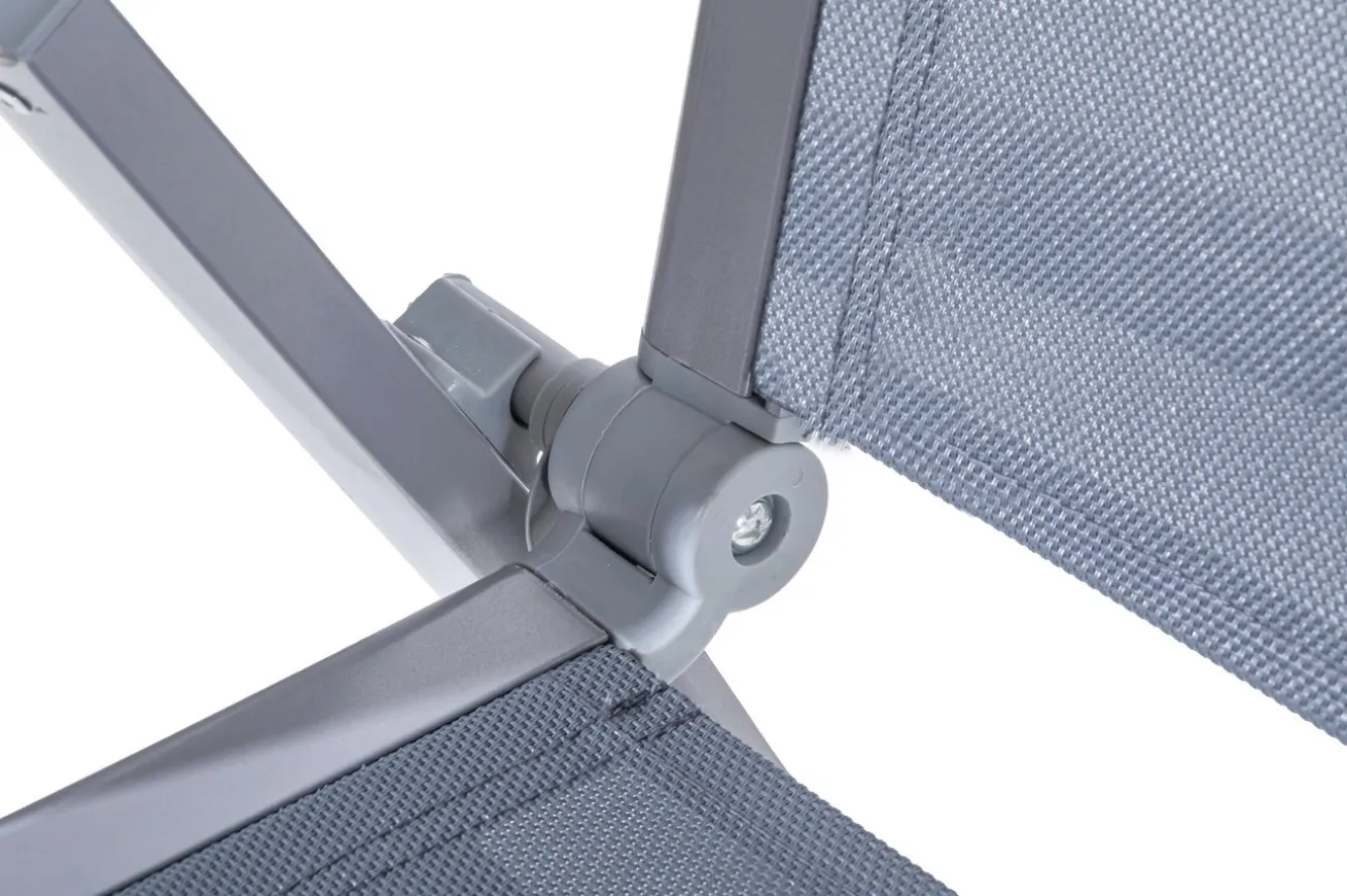 OUTFLEXX Premium Garten-Essgruppe, silber/anthrazit, Alu/Textilene, Ausziehtisch 180/240 x 100 cm, 6 Klappstühle