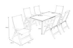 OUTFLEXX Premium Garten-Essgruppe, silber/anthrazit, Alu/Textilene, Ausziehtisch 180/240 x 100 cm, 6 Klappstühle