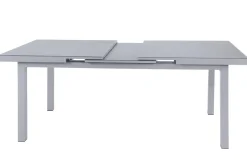 OUTFLEXX Premium Garten-Essgruppe, silber/anthrazit, Alu/Textilene, Ausziehtisch 180/240 x 100 cm, 6 Klappstühle
