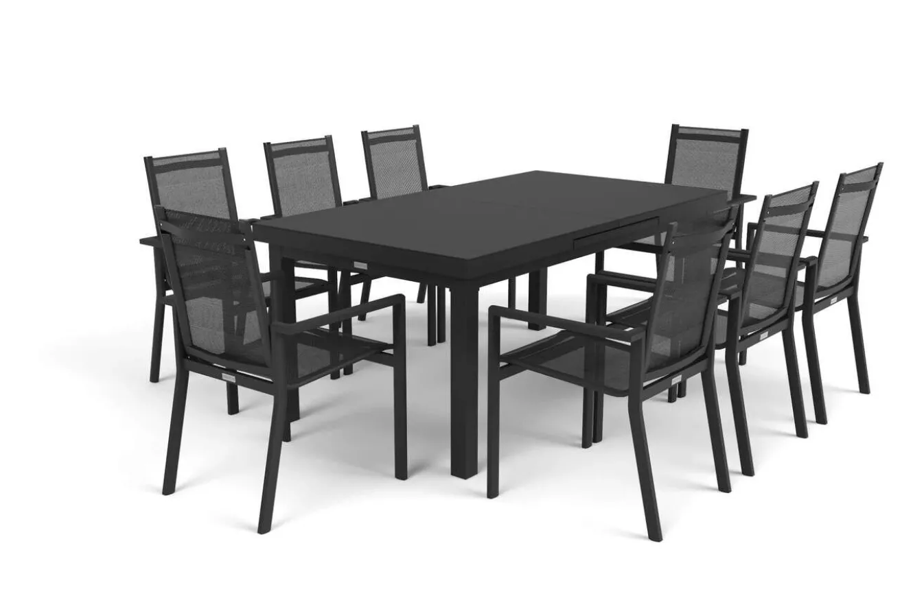 OUTFLEXX Premium Garten-Essgruppe, 8 Personen, ausziehbar, 180-240cm, Alu/Textilene