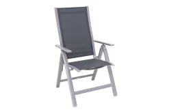 OUTFLEXX Premium Garten-Essgruppe, silber/grau, Alu/Textilene, Ausziehtisch 180/240 x 100 cm, 8 Klappstühle