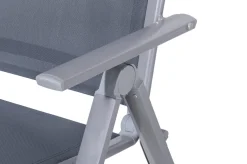 OUTFLEXX Premium Garten-Essgruppe, silber/grau, Alu/Textilene, Ausziehtisch 180/240 x 100 cm, 8 Klappstühle