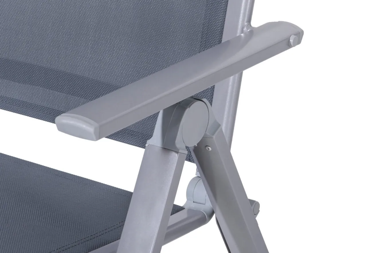 OUTFLEXX Premium Garten-Essgruppe, silber/grau, Alu/Textilene, Ausziehtisch 180/240 x 100 cm, 8 Klappstühle