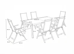 OUTFLEXX Premium Garten-Essgruppe, anthrazit/grau, Alu/Textilene, Ausziehtisch 180/240x100cm, 6 Klappstühle