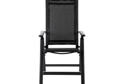 OUTFLEXX Premium Garten-Essgruppe, anthrazit matt/schwarz, Alu/Textilene/Spraystone, Tisch 160/260 x 100 cm, ausziehbar, 6 Klappstühle