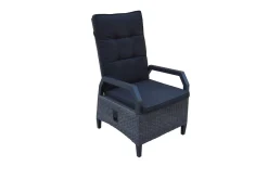 OUTFLEXX Premium Garten-Essgruppe, anthrazit matt/grau, Aluminium Polyrattan, Tisch 160/260 x 100 cm, 6 Dining-Sessel