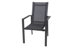 OUTFLEXX Premium Garten-Essgruppe, anthrazit/grau, Alu/Textilene, Ausziehtisch 180/240 x 100 cm, 6 Stapel-, 2 Klappstühle