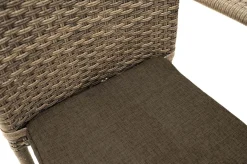 OUTFLEXX Rabida Balkon-Set, champagner-meliert, Polyrattan, Tisch 90x90 cm, 2 Stapelstühle, Glasplatte in Steinoptik