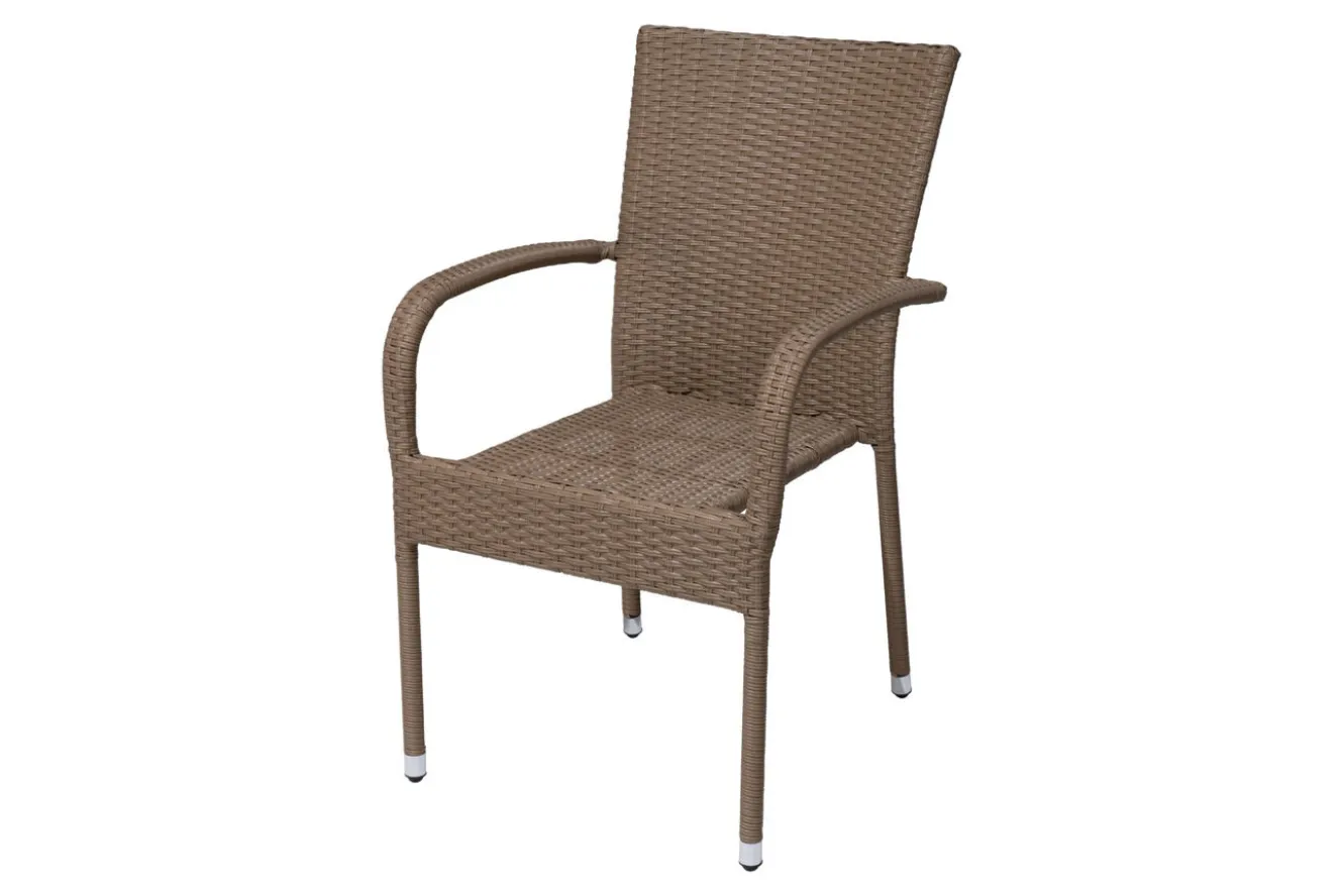 OUTFLEXX Rabida Basic Stapelstuhl, champagner-meliert, Polyrattan, 64 x 56 x 92 cm, inkl. Polster