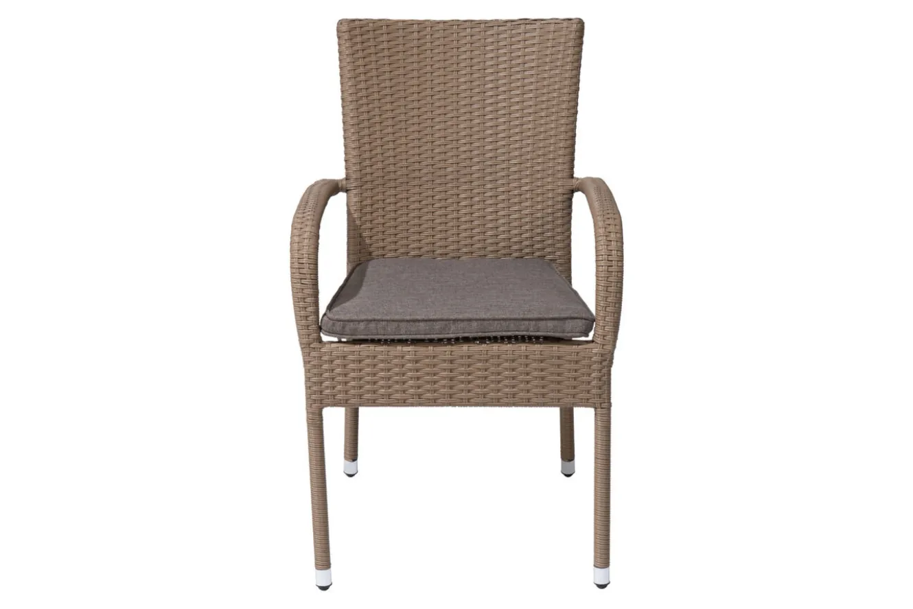 OUTFLEXX Rabida Basic Stapelstuhl, champagner-meliert, Polyrattan, 64 x 56 x 92 cm, inkl. Polster