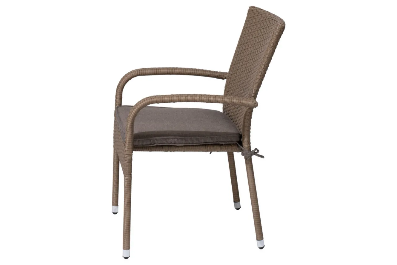 OUTFLEXX Rabida Basic Stapelstuhl, champagner-meliert, Polyrattan, 64 x 56 x 92 cm, inkl. Polster