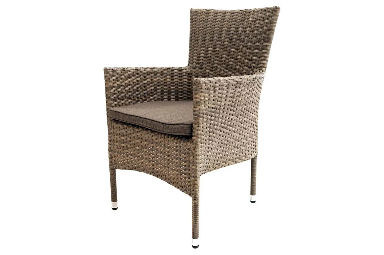 OUTFLEXX Rabida Basic Stapelsessel, champagner-meliert, Polyrattan, 59 x 62 x 92 cm, inkl. Polster