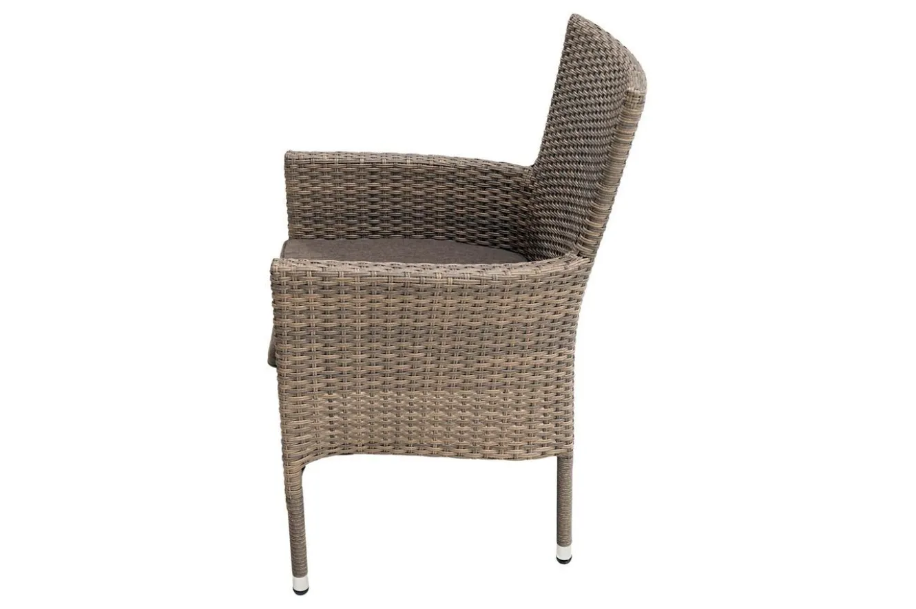 OUTFLEXX Rabida Basic Stapelsessel, champagner-meliert, Polyrattan, 59 x 62 x 92 cm, inkl. Polster