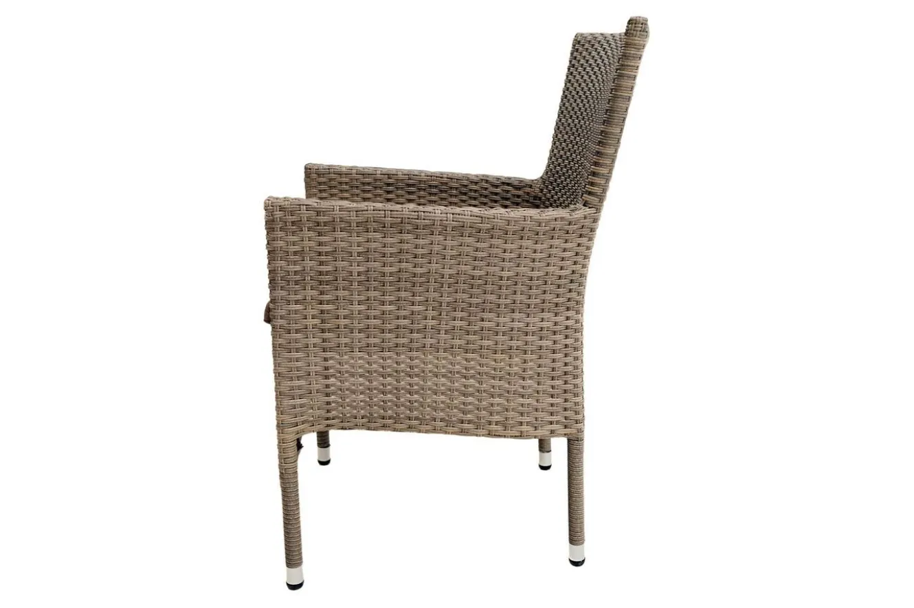 OUTFLEXX Rabida Basic Stapelsessel, champagner-meliert, Polyrattan, 59 x 62 x 92 cm, inkl. Polster