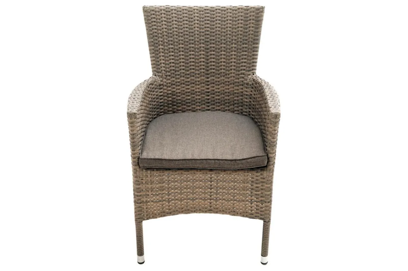 OUTFLEXX Rabida Basic Stapelsessel, champagner-meliert, Polyrattan, 59 x 62 x 92 cm, inkl. Polster