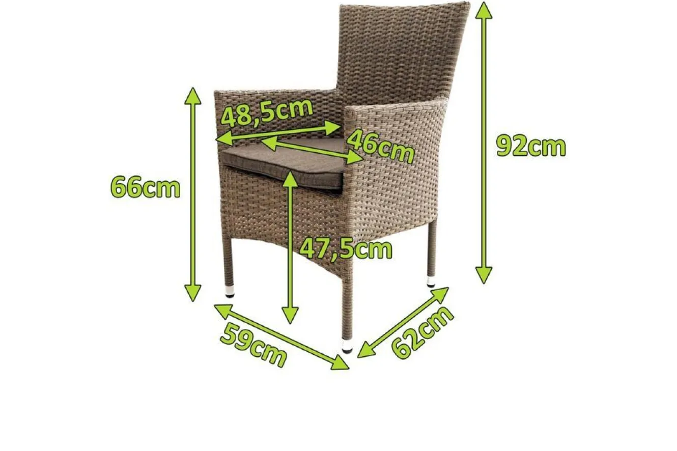 OUTFLEXX Rabida Basic Stapelsessel, champagner-meliert, Polyrattan, 59 x 62 x 92 cm, inkl. Polster