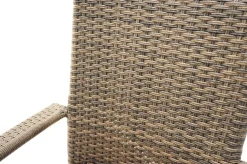 OUTFLEXX Rabida Garten-Essgruppe, champagner-meliert, Polyrattan, Tisch 90 x 90 cm, 4 Stapelstühle, Glasplatte in Steinoptik