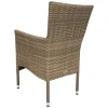 OUTFLEXX Rabida Garten-Essgruppe, champagner-meliert, Polyrattan, Tisch 90 x 90 cm, 4 Stapelsessel, Glasplatte in Steinoptik