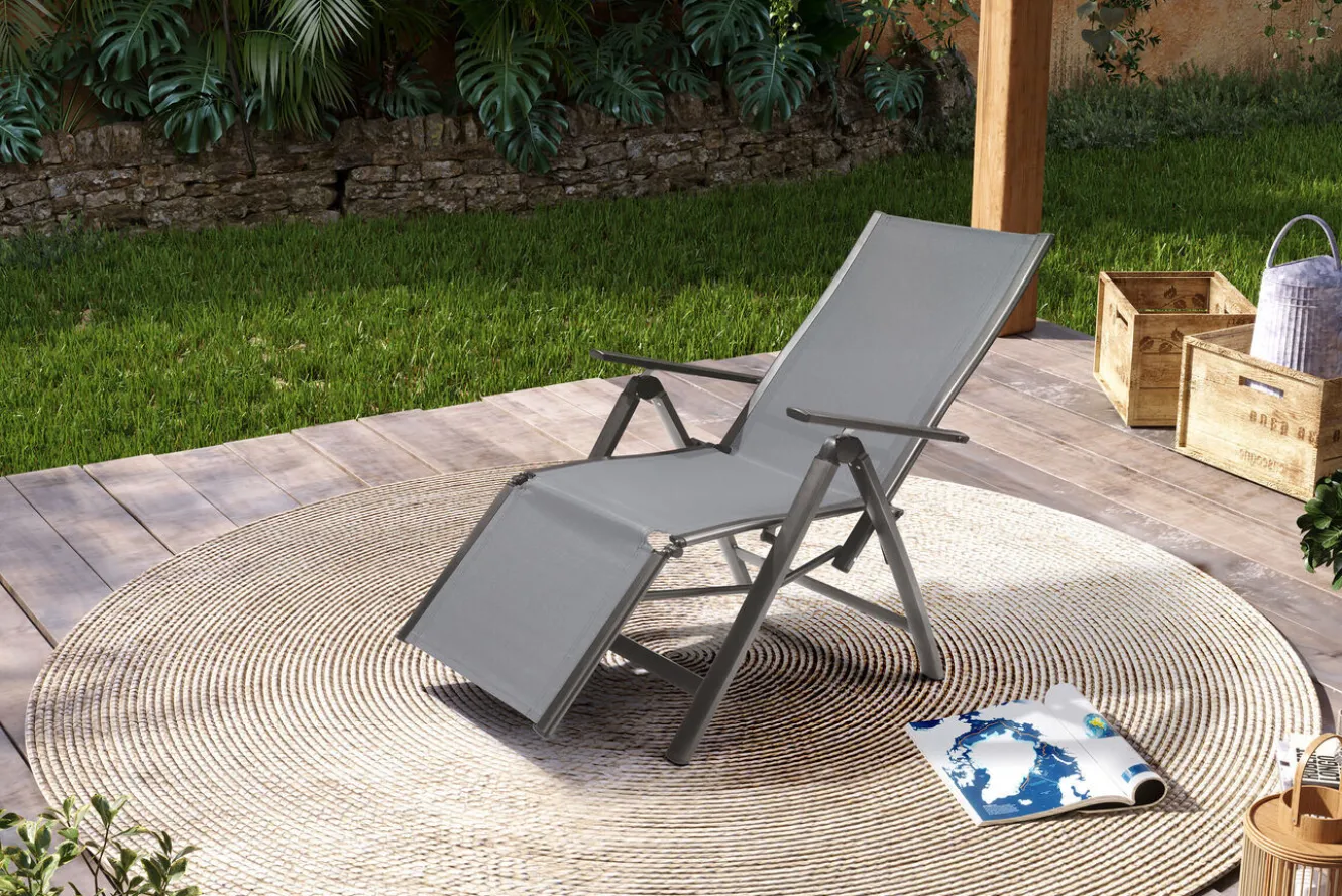OUTFLEXX Relaxsessel, anthrazit/grau, Alu/Textilene, 67x71x45cm
