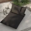 OUTFLEXX Ribe Gartenliegen-Set, dunkelgrau/schwarz, Aluminium/Polyester, 190 x 120 cm, verstellbar, inkl. Auflage und U-Beistelltisch
