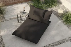 OUTFLEXX Ribe Gartenliegen-Set, dunkelgrau/schwarz, Aluminium/Polyester, 190 x 120 cm, verstellbar, inkl. Auflage und U-Beistelltisch
