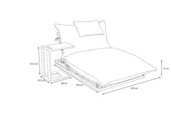 OUTFLEXX Ribe Gartenliegen-Set, dunkelgrau/schwarz, Aluminium/Polyester, 190 x 120 cm, verstellbar, inkl. Auflage und U-Beistelltisch