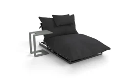 OUTFLEXX Ribe Gartenliegen-Set, dunkelgrau/schwarz, Aluminium/Polyester, 190 x 120 cm, verstellbar, inkl. Auflage und U-Beistelltisch