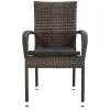 OUTFLEXX Rocking Balkon-Set, grau/braun-meliert, Polyrattan, Tisch 90x90 cm, 2 Stapelstühle, Glasplatte in Steinoptik