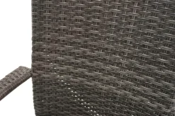OUTFLEXX Rocking Balkon-Set, grau/braun-meliert, Polyrattan, Tisch 90x90 cm, 2 Stapelstühle, Glasplatte in Steinoptik