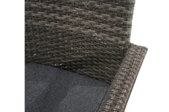 OUTFLEXX Rocking Balkon-Set, grau/braun-meliert, Polyrattan, Tisch 90x90 cm, 2 Stapelstühle, Glasplatte in Steinoptik