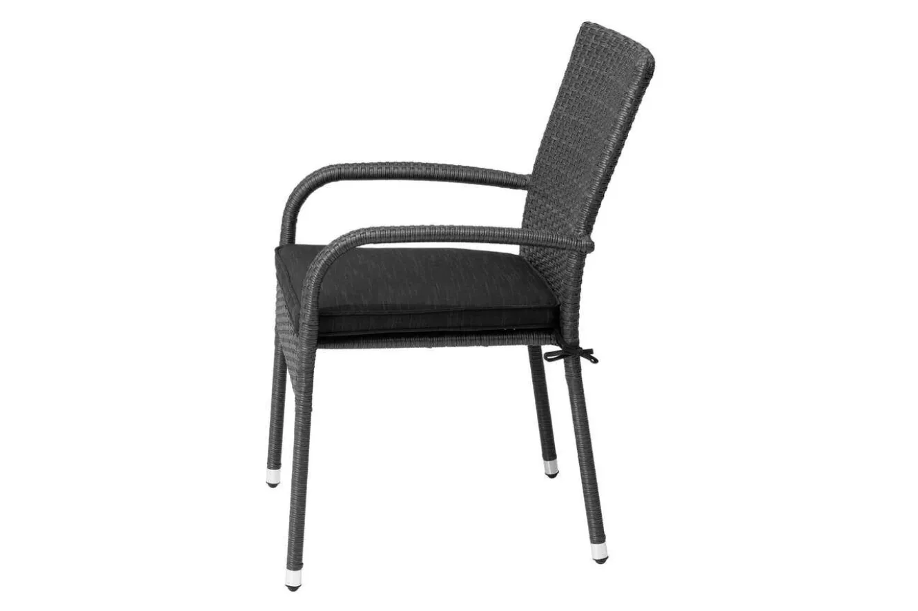 OUTFLEXX Rocking Basic Stapelstuhl, grau/braun-meliert, Polyrattan, 56 x 64 x 92 cm, inkl. Polster