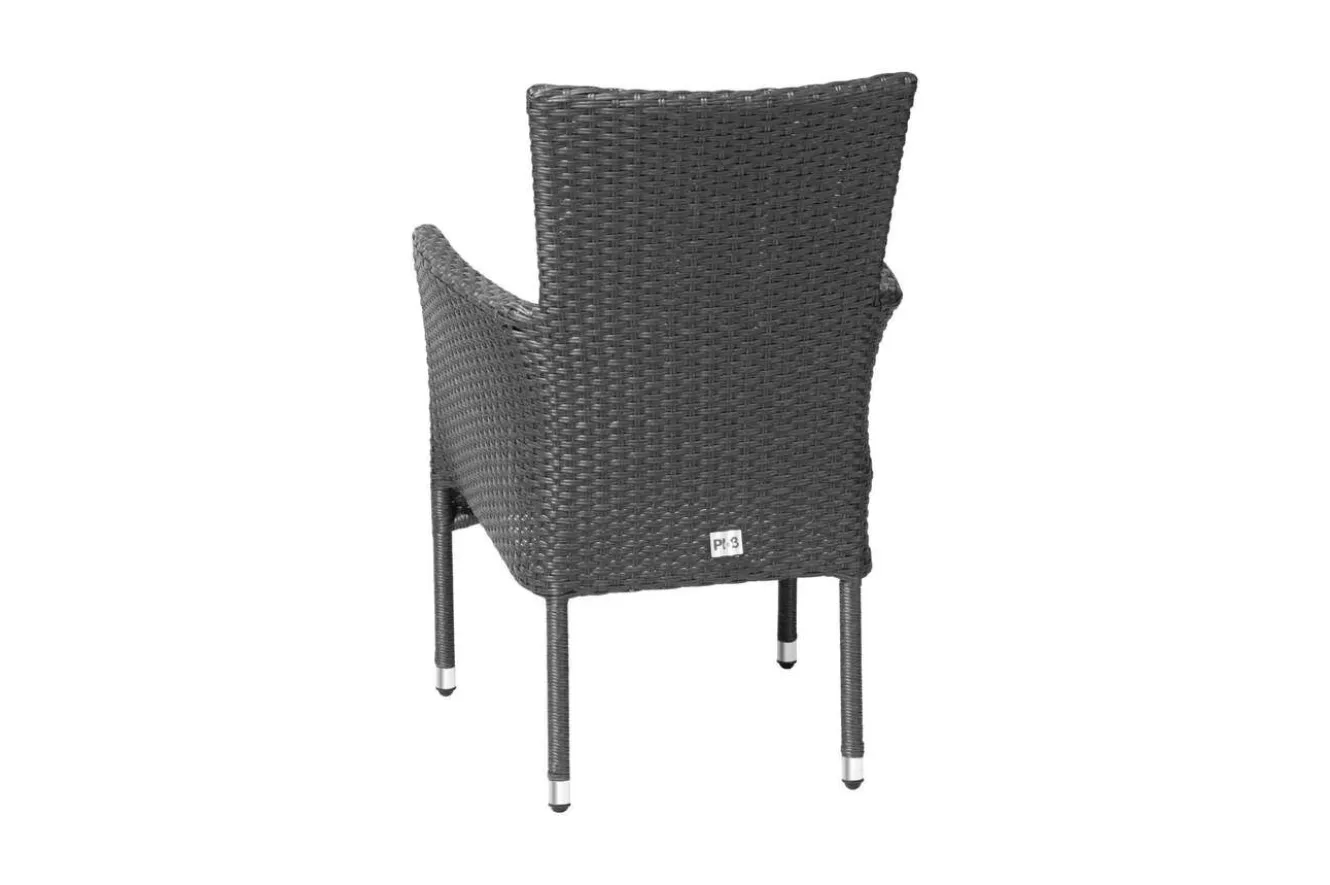 OUTFLEXX Rocking Basic Stapelsessel, grau/braun-meliert, Polyrattan, 59 x 62 x 92 cm, inkl. Polster