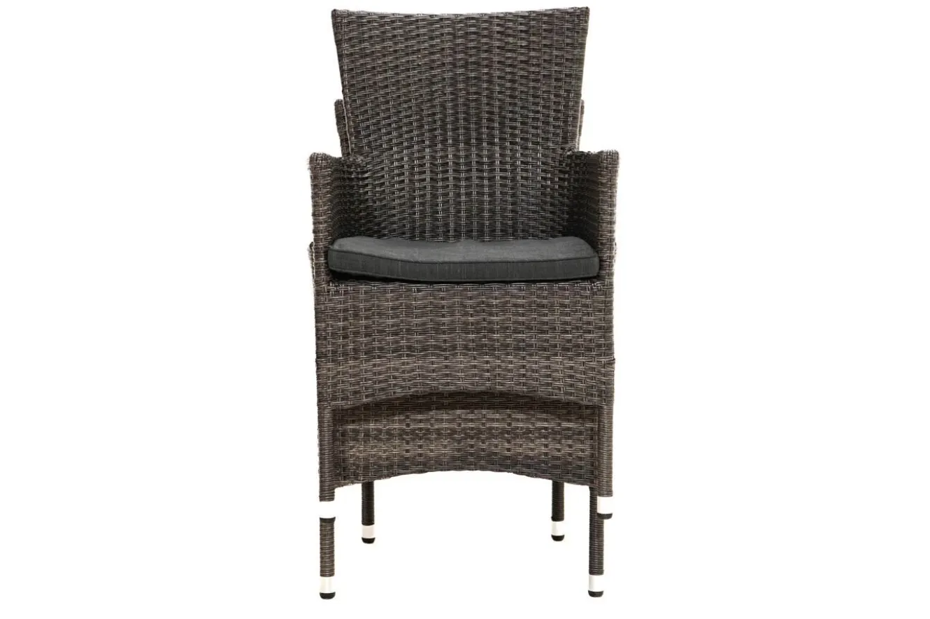 OUTFLEXX Rocking Basic Stapelsessel, grau/braun-meliert, Polyrattan, 59 x 62 x 92 cm, inkl. Polster