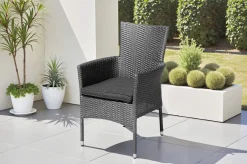 OUTFLEXX Rocking Basic Stapelsessel, grau/braun-meliert, Polyrattan, 59 x 62 x 92 cm, inkl. Polster