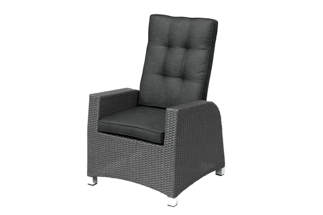 OUTFLEXX Rocking Comfort Dining / Lounge Sessel, grau/braun-meliert, Polyrattan, verstellbar