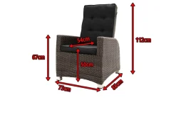 OUTFLEXX Rocking Comfort Dining / Lounge Sessel, grau/braun-meliert, Polyrattan, verstellbar