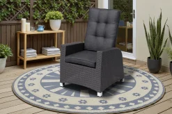 OUTFLEXX Rocking Comfort Dining / Lounge Sessel, grau/braun-meliert, Polyrattan, verstellbar
