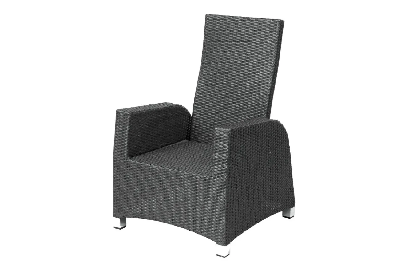 OUTFLEXX Rocking Comfort Dining / Lounge Sessel, grau/braun-meliert, Polyrattan, verstellbar