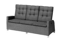 OUTFLEXX Rocking Comfort Dining / Lounge 3-Sitzer Sofa, grau/braun-meliert, Polyrattan, 210x85x112 cm, verstellbar